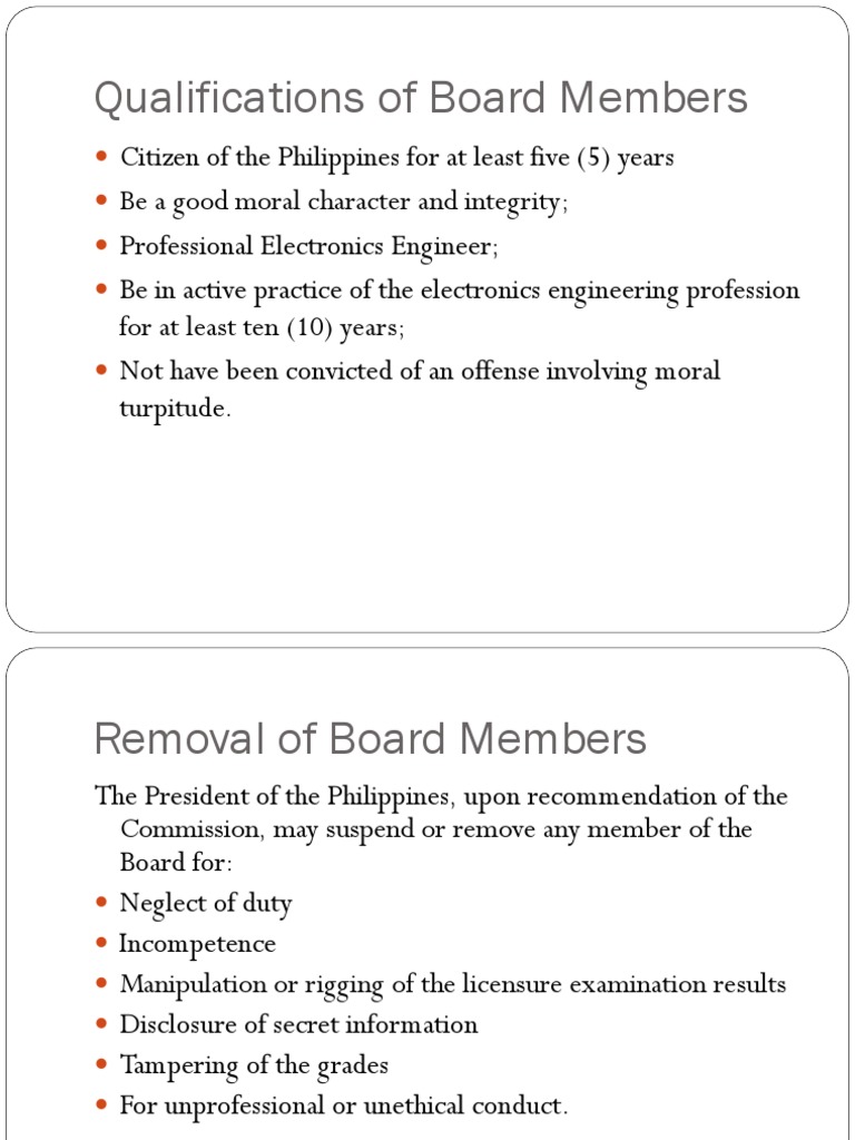 Qualifications of Board Members PDF Licensure Test (Assessment)