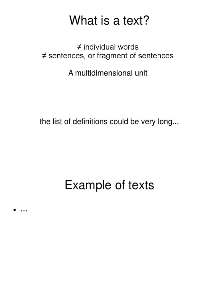 What Is A Text?: Individual Words Sentences, or Fragment of Sentences A ...