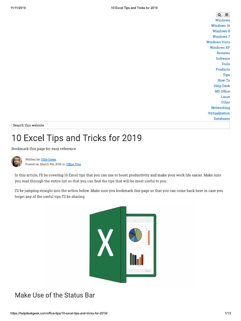 Excel Tips Pdf