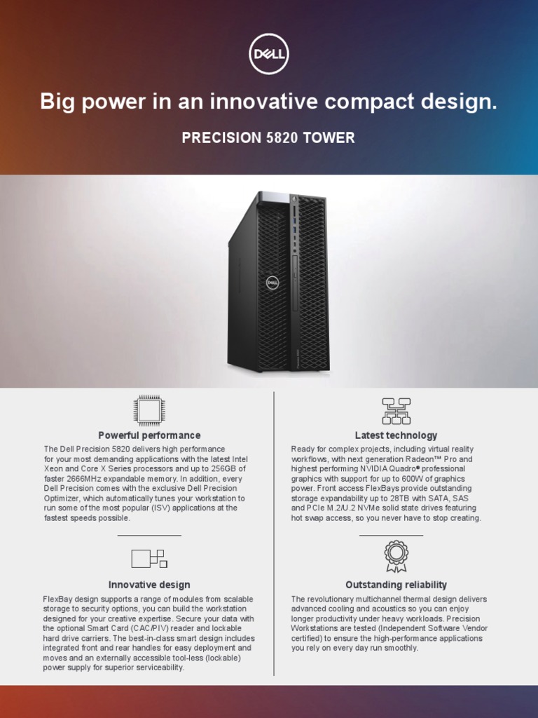 Precision 5820 Tower Spec Sheet Solid State Drive Usb