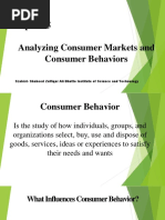 Topic # 5 Analyzing Consumer Markets and Consumer Behaviors