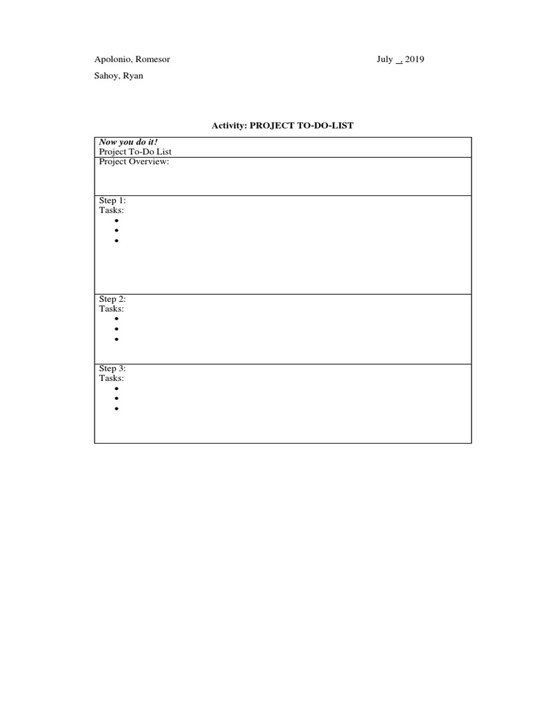 Project To-Do List Template | PDF
