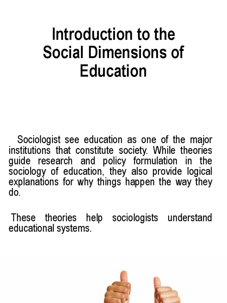 Introduction To The Social Dimensions of Education | PDF | Social ...