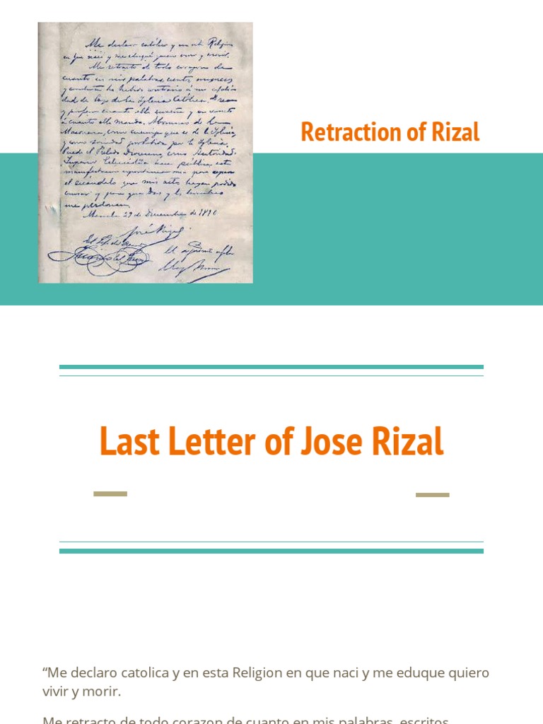 Rizal's Retraction Letter Explained | PDF