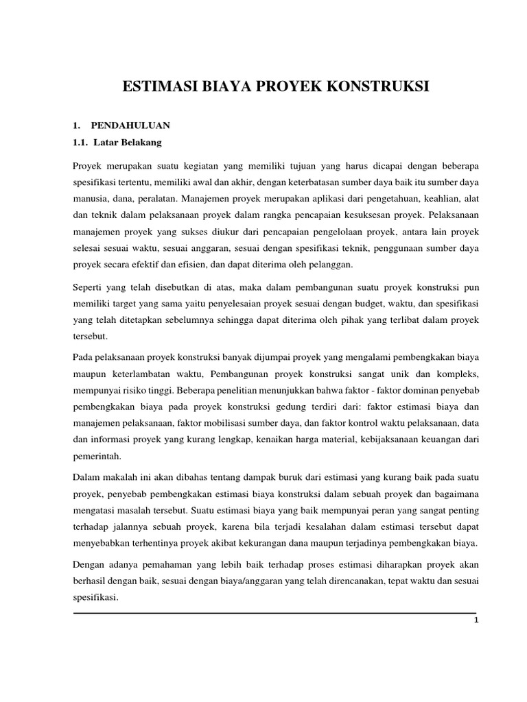Estimasi Biaya Konstruksi | PDF