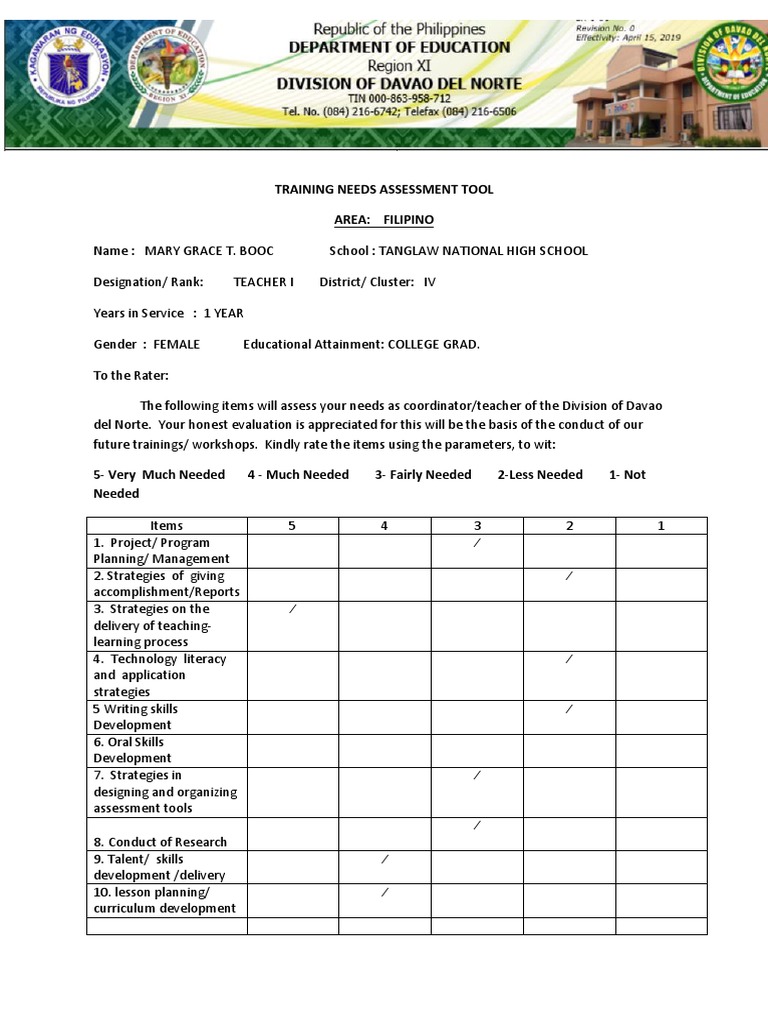 Monitoring Tool Filipino PDF Pedagogy Applied Psychology