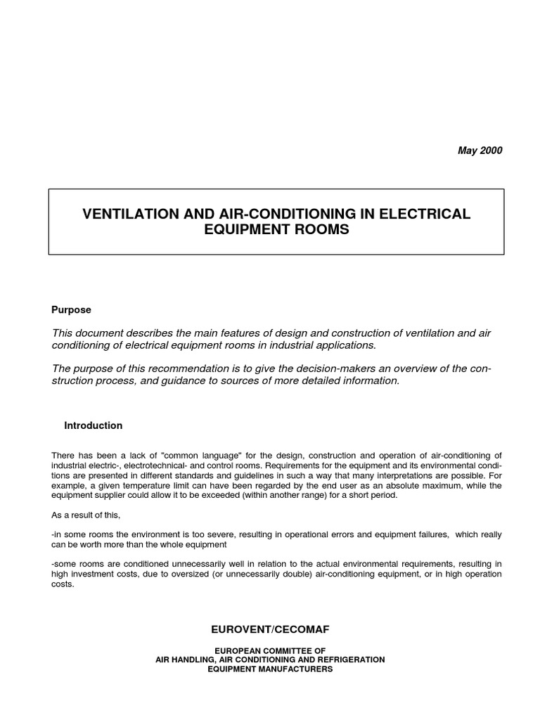 Ventilation Electrical Rooms PDF PDF Air Conditioning