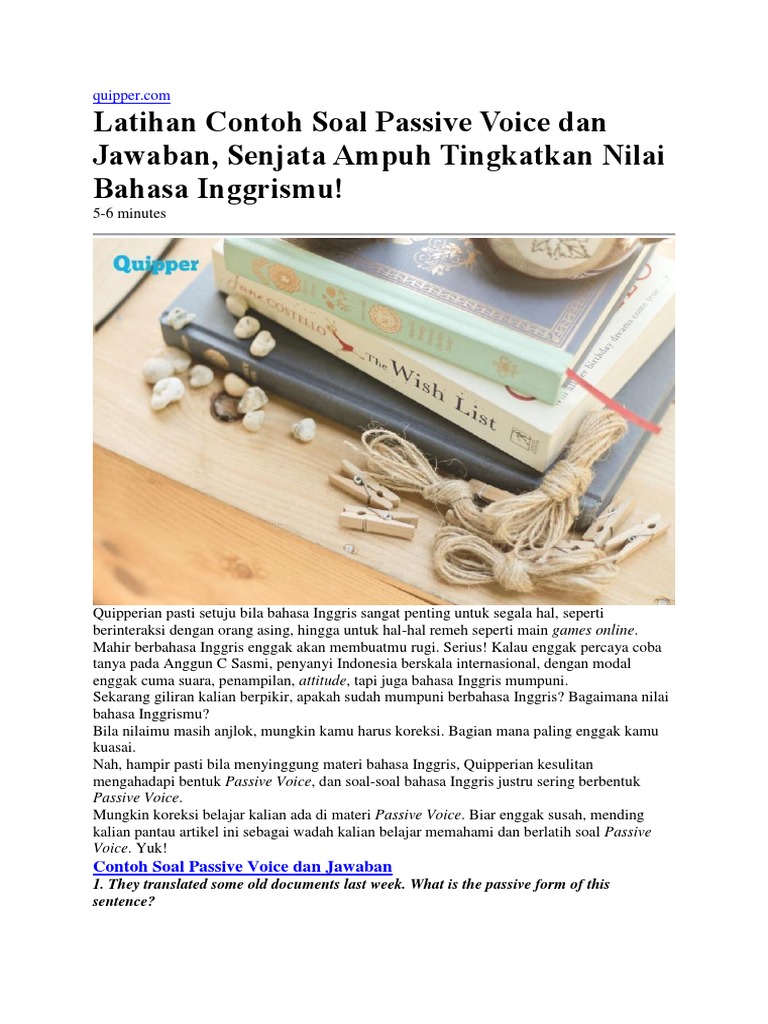 Soal Passive Voice Language Mechanics Grammar