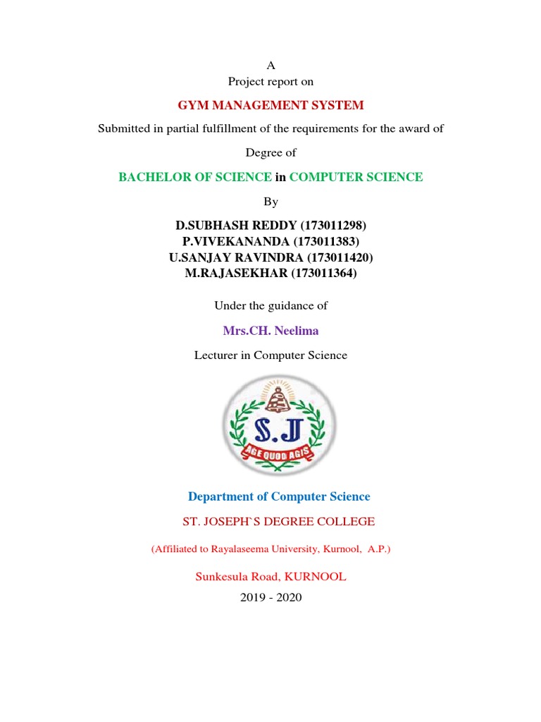 Gym Management System Project Report | PDF | Science & Mathematics ...
