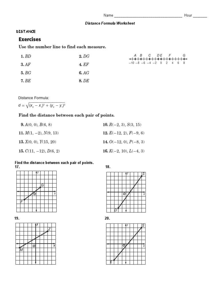 Distance Formula Worksheet  PDF  Teaching Mathematics  Geometry Regarding Distance Formula Worksheet Geometry