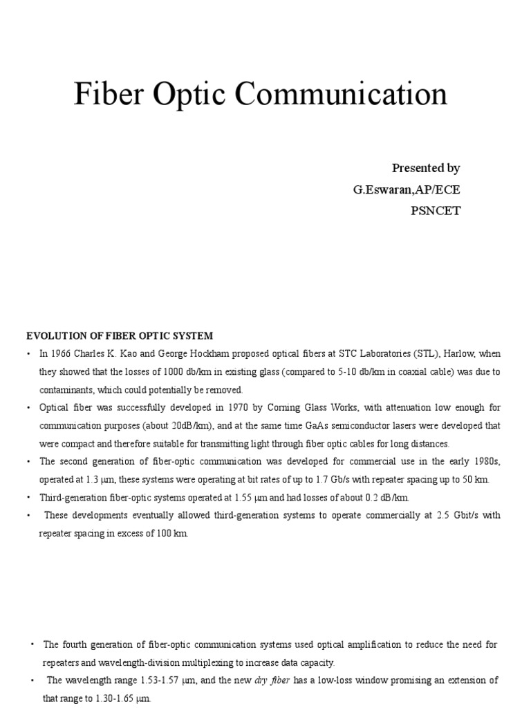 Overview of Fiber Optic Communication | PDF | Fiber Optic Communication ...