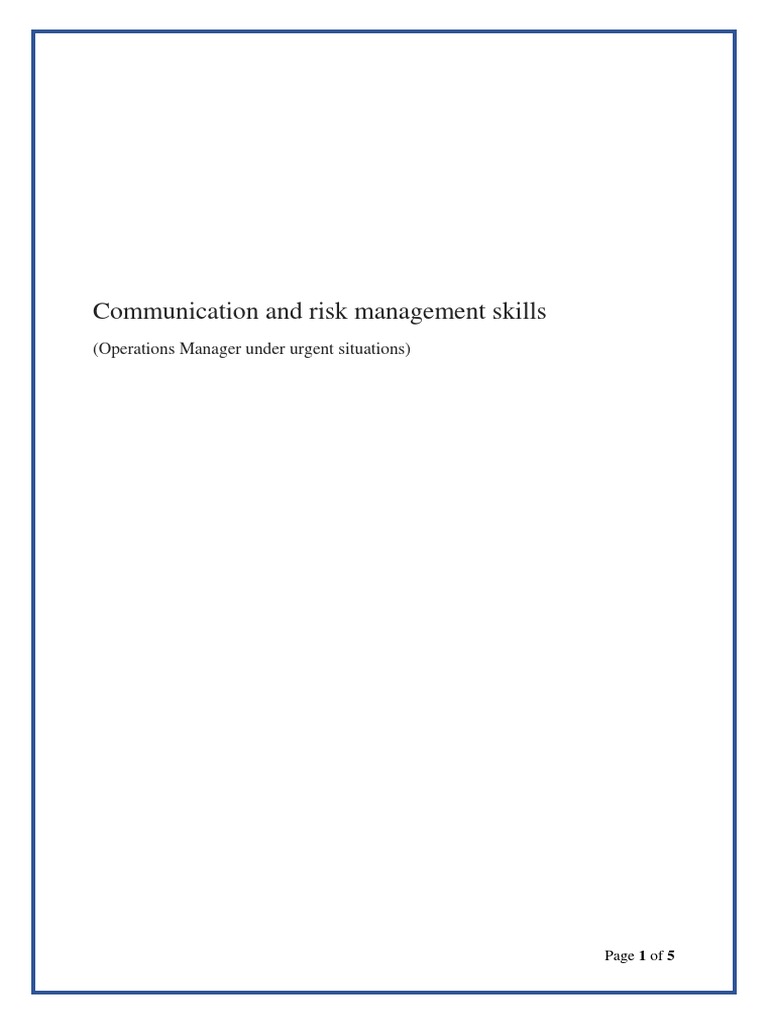 Communication Skills in Risk Management | PDF | Risk Management ...