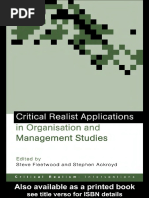 Critical Realist Applications in Organisation and Management Studies