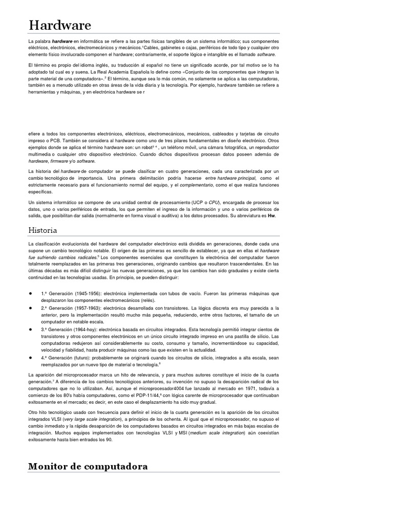 Hardware Part1 | PDF | Monitor de computadora | Hardware de la computadora