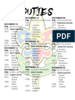 November PTRL schedule and duties