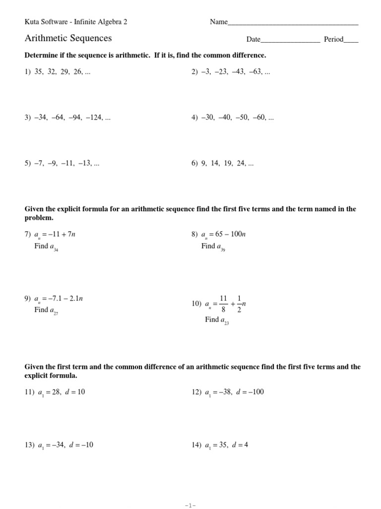 ARITHMETIC SEQUENCES WORKSHEET WITH ANSWERS PDF GRADE 9 intelligence overview