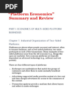 "Platform Economics" Summary and Review: Part I: Economics of Multi-Sided Platform Businesses