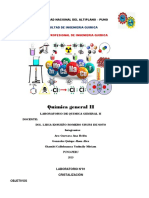 Cristalización de sustancias inorgánicas en el laboratorio de Química General II