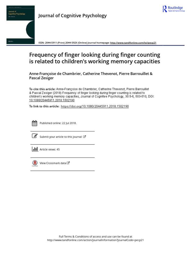 Finger | PDF | Working Memory | Cognitive Science