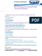 PSY101IntroductiontoPsychologySolvedMCQsForFinalTermExamPreparation PDF