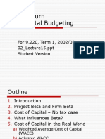 Risk, Return and Capital Budgeting: For 9.220, Term 1, 2002/03 02 - Lecture15.ppt Student Version