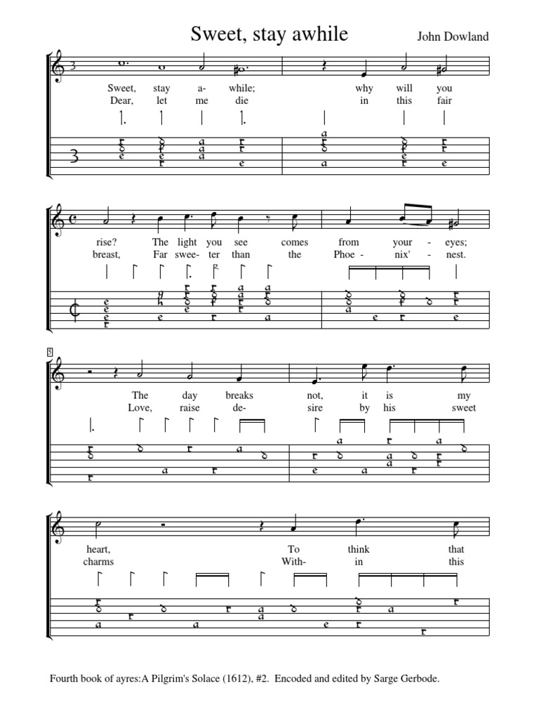 Sweet, Stay Awhile: John Dowland | PDF | Latin Script | Collation