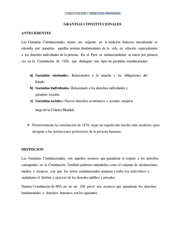 Garantias Constitucionales | PDF | Derecho Constitucional | Habeas corpus