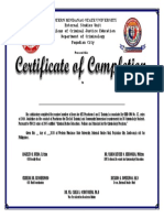 Sample Certificate of Completion On Practicum 101