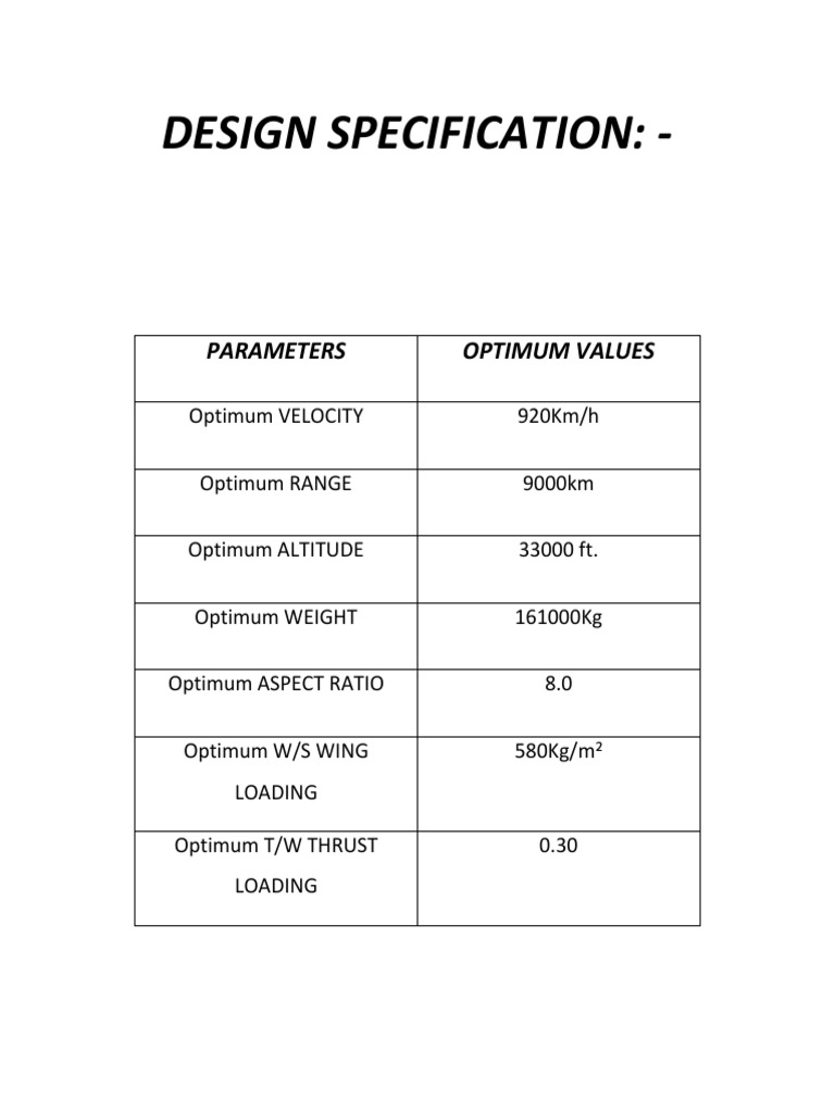 Aircraft Design Specifications Overview | PDF | Computers