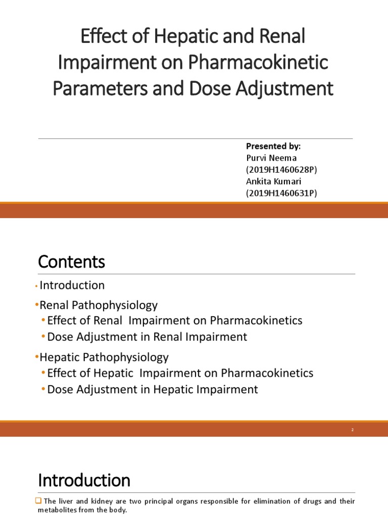 Hepatic and Renal Impairment Effects on Dosing | PDF | Renal Function ...