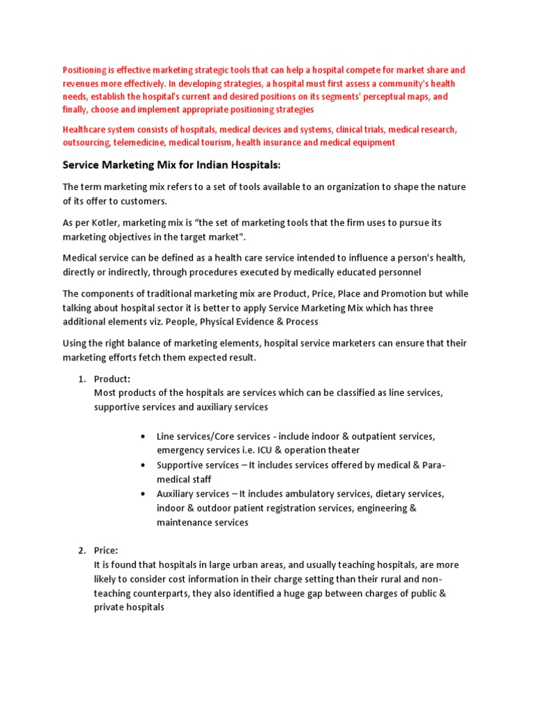 Optimizing Hospital Marketing Mix in India | PDF | Hospital | Marketing
