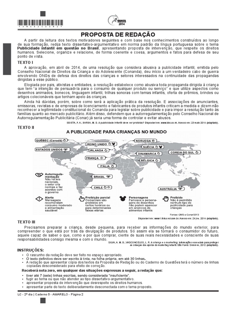 Proposta de Redação ENEM 2014 | PDF | Publicidade