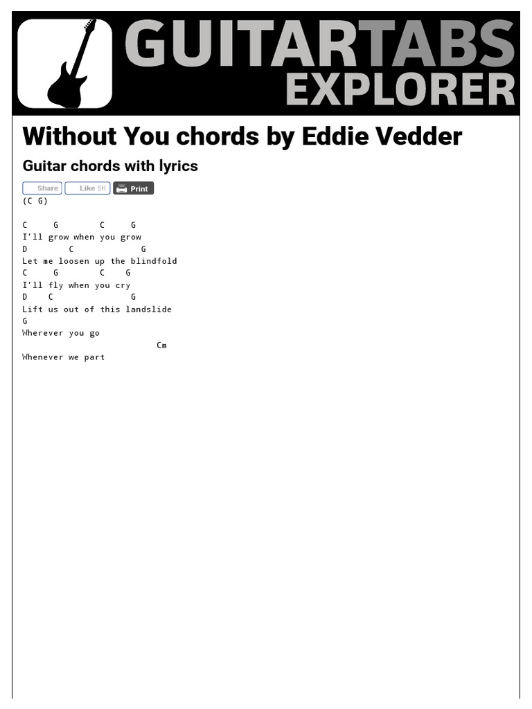EDDIE VEDDER - Without You Guitar Chords - Guitar Chords Explorer | PDF