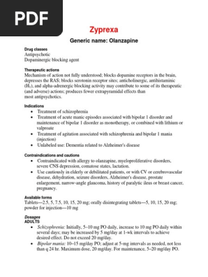 Zyprexa Drug Card