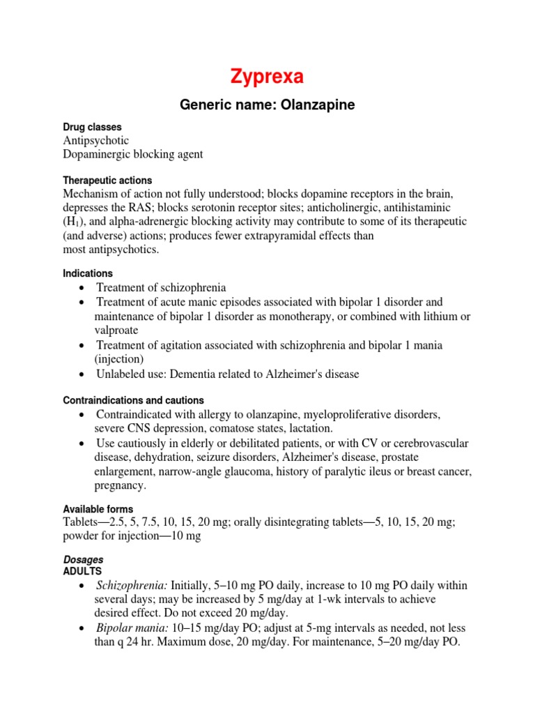 Zyprexa Generic Name