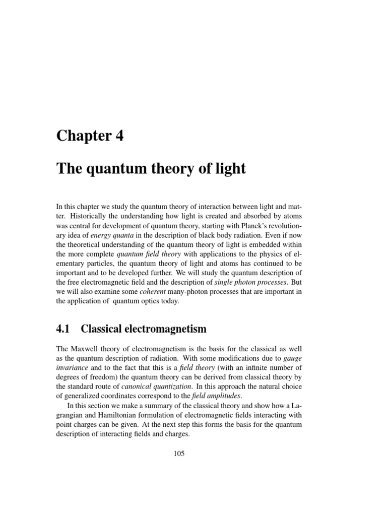 The Quantum Theory of Light: 4.1 Classical Electromagnetism | PDF ...