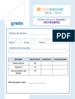 Examen 2do Grado NOVIEMBRE B1 2018-2019