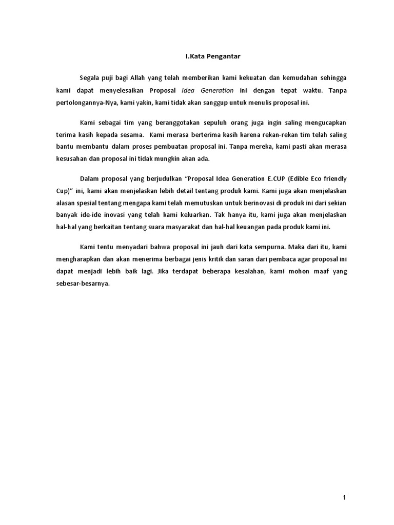 Proposal E Cup Eco Friendly Edible Cup Pdf