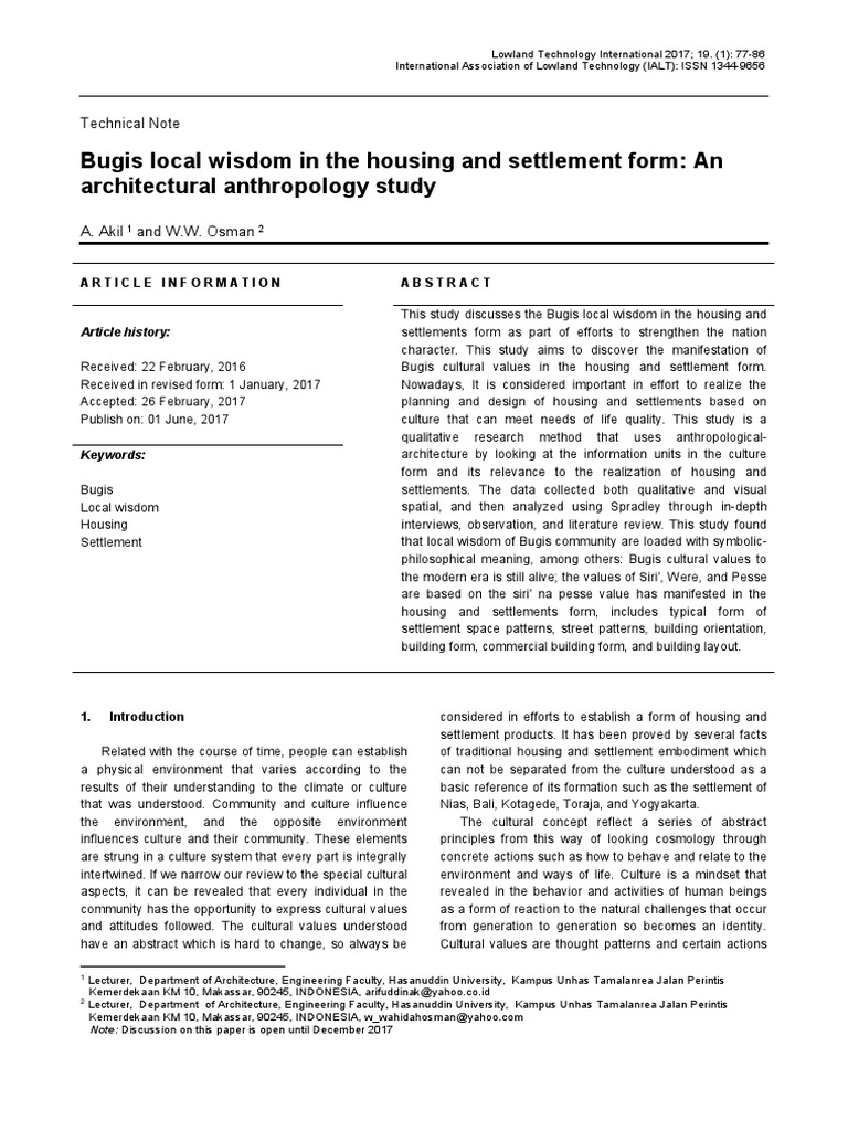 Bugis Local Wisdom in Housing Design | PDF | Value (Ethics) | Community