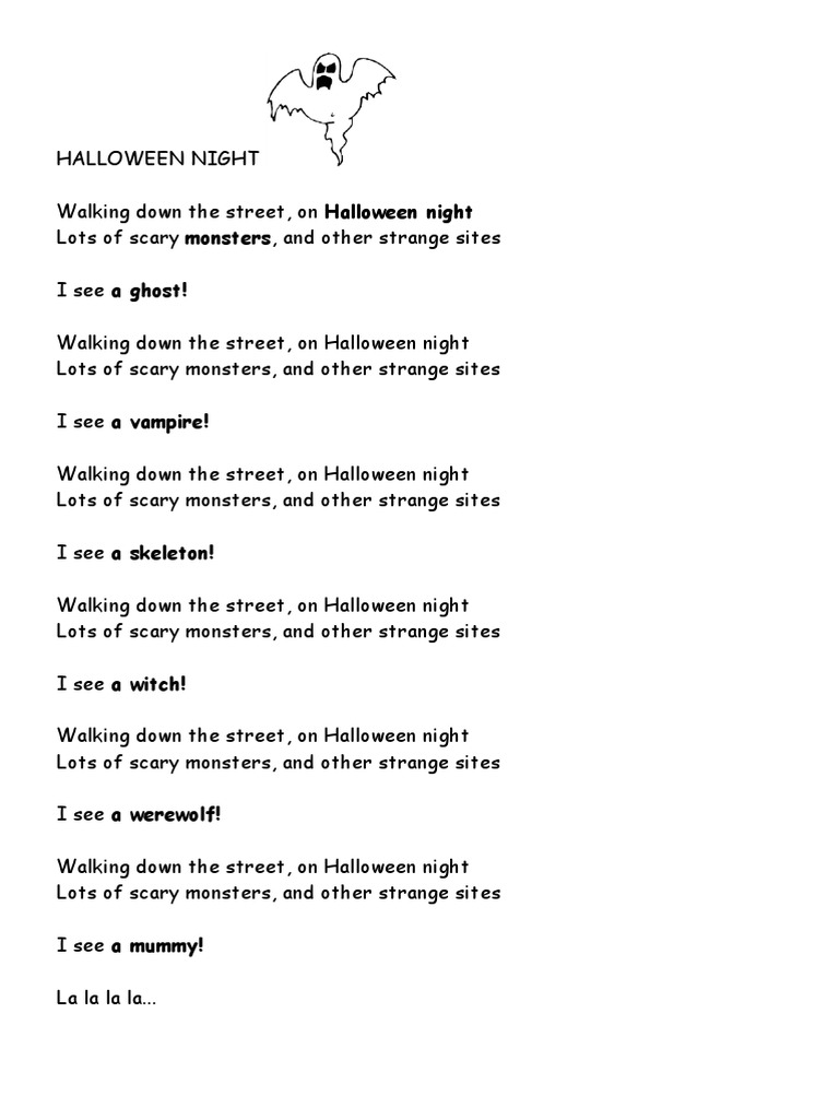 Halloween Night Song Lyrics PDF