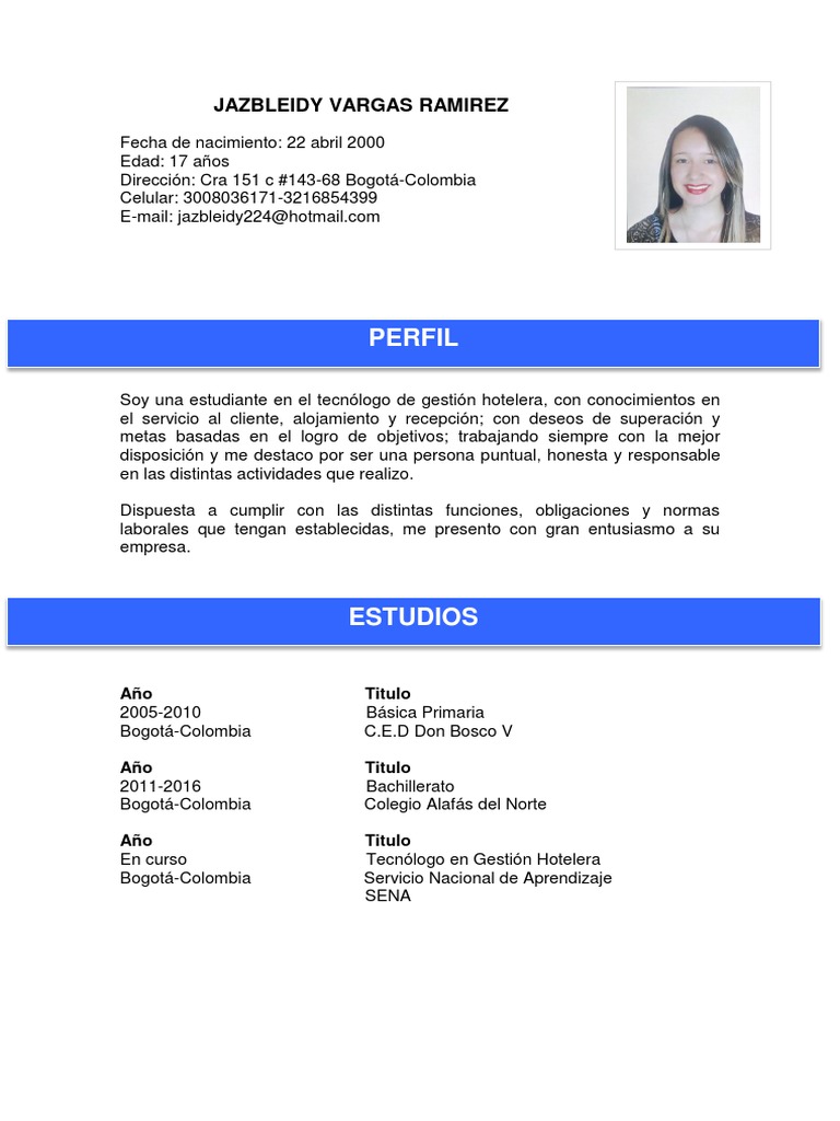 Hoja de Vida Valentina | PDF