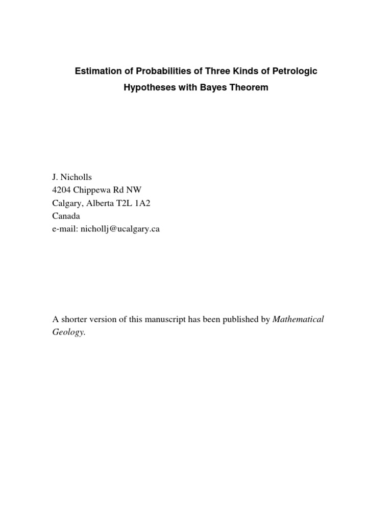 Bayesian Analysis of Petrologic Hypotheses | PDF