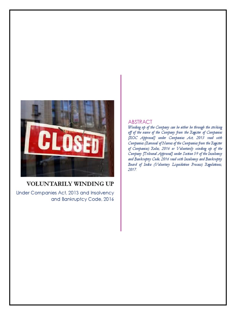 Voluntary Winding Up Liquidation Insolvency