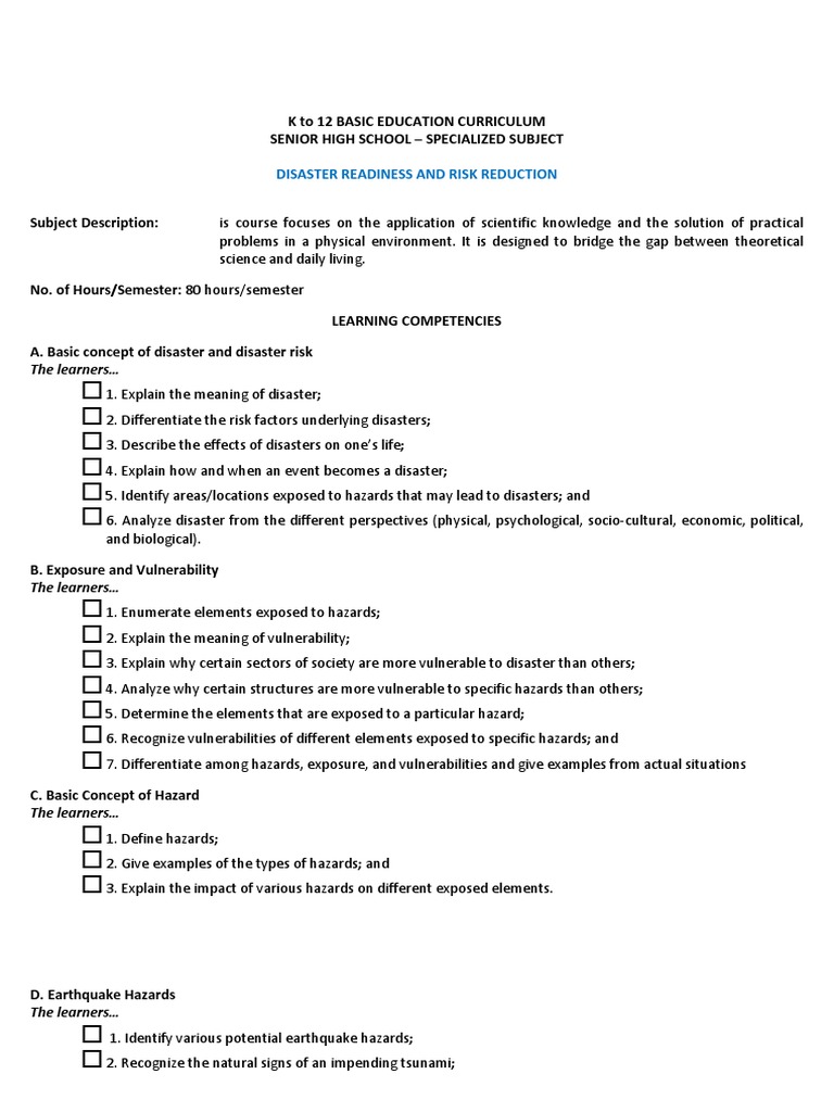 Drrr Guide Pdf Hazards Disaster Risk Reduction