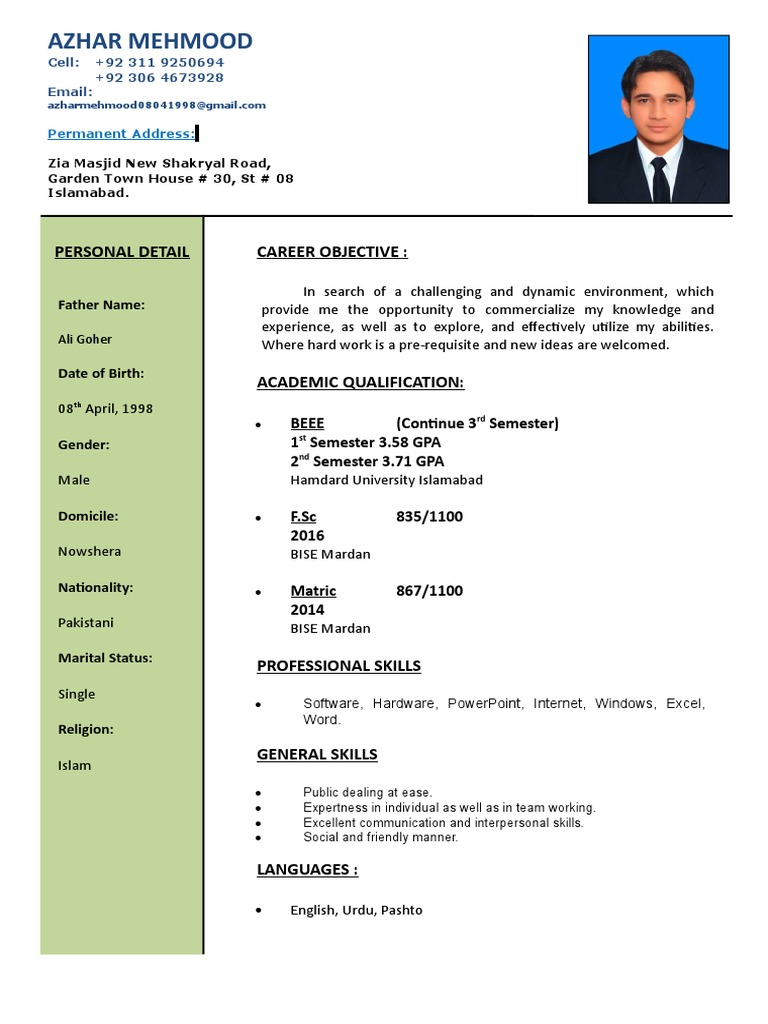 CV of Azhar Mehmood | PDF
