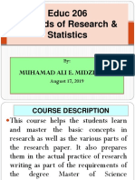 Educ 206 Methods of Research & Statistics: Muhamad Ali E. Midzid, PHD