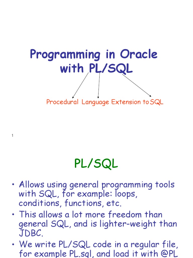 Programming in Oracle With PL/SQL: Procedural Language Extension To SQL ...
