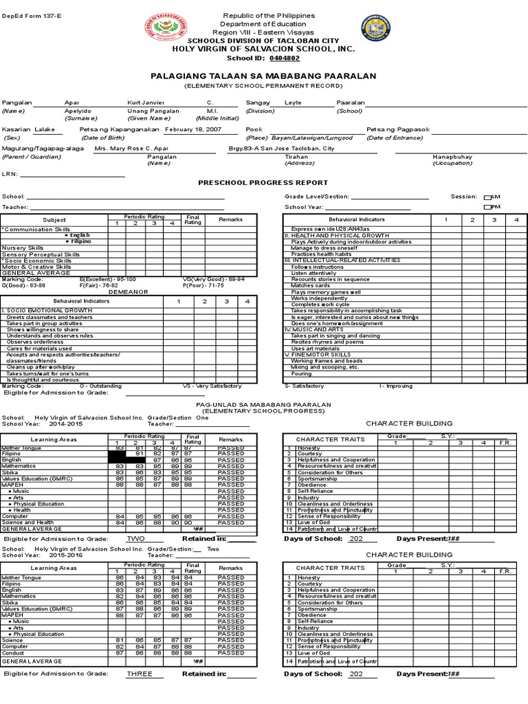 FORM 137 Apar PDF Behavior Modification Psychological Concepts