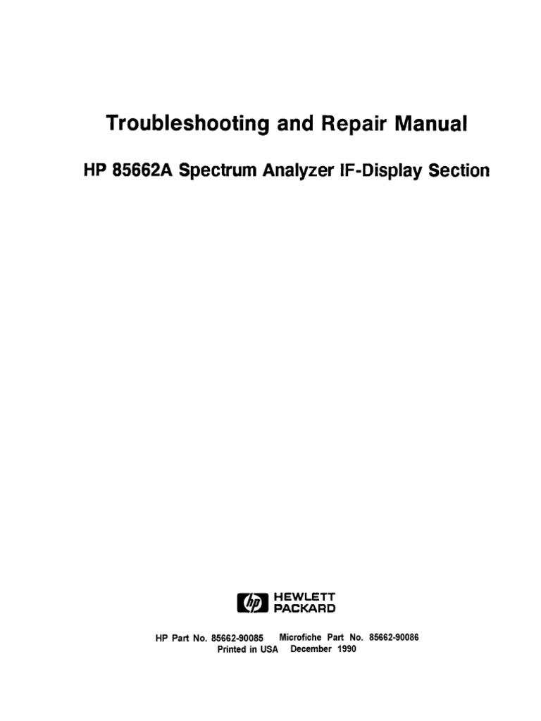 HP8655B Service Manual (1/2) Spectrum Analyzer PDF Packaging And