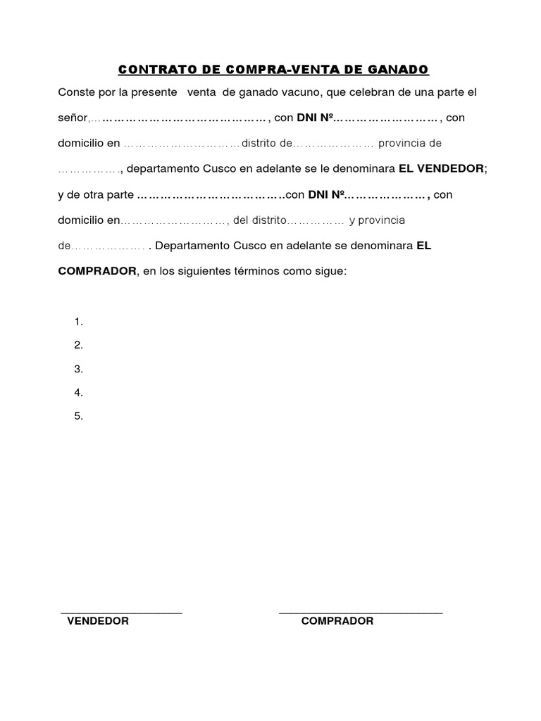 Contrato de Compra de Ganado PDF